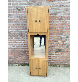 Tall Brown 4 Door Cabinet with Mirror
