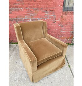 Brown Upholstered Lounge Armchair