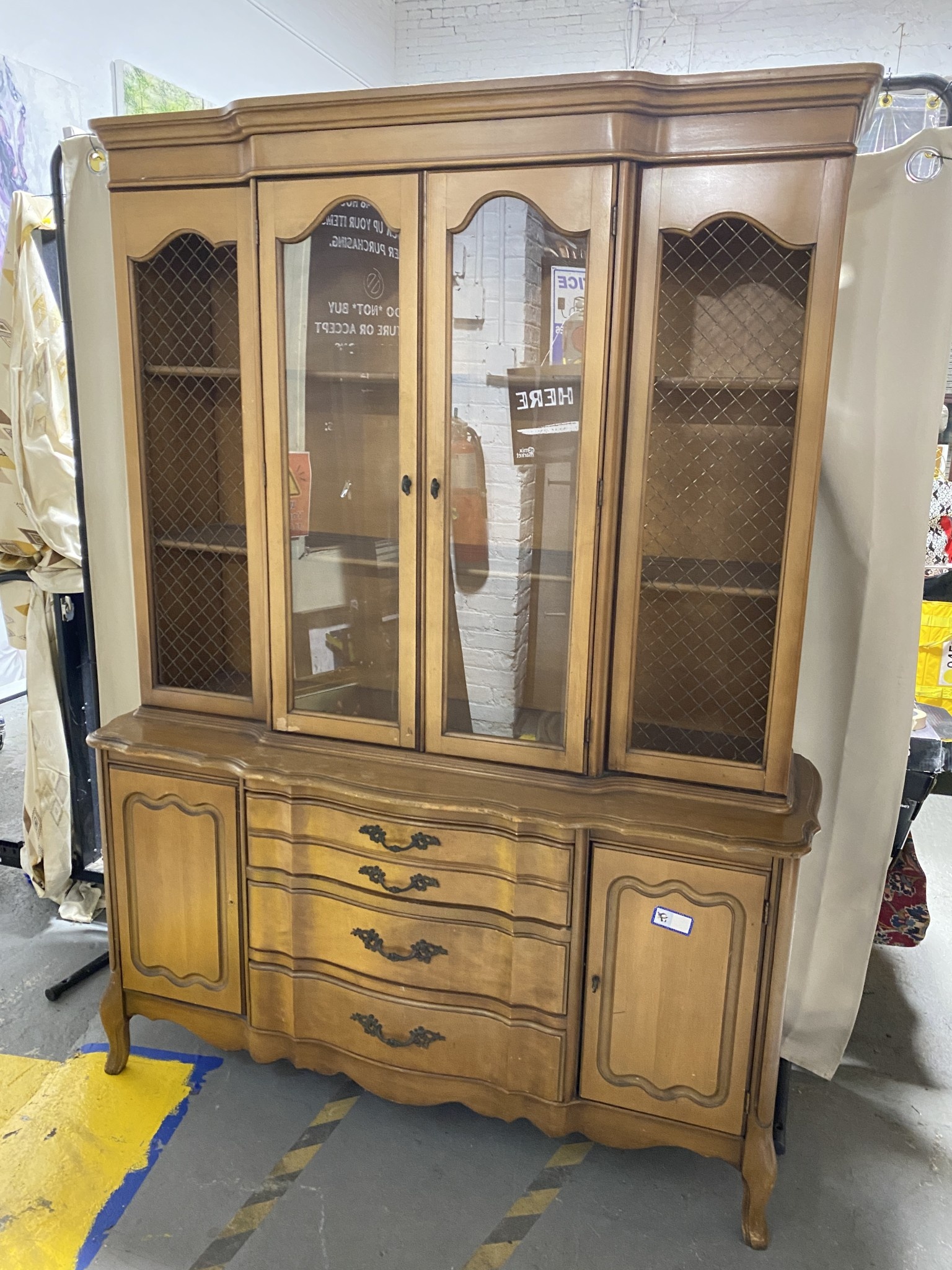 Vintage French Provincial China Hutch 73"H 54"W 17.5"D Remix