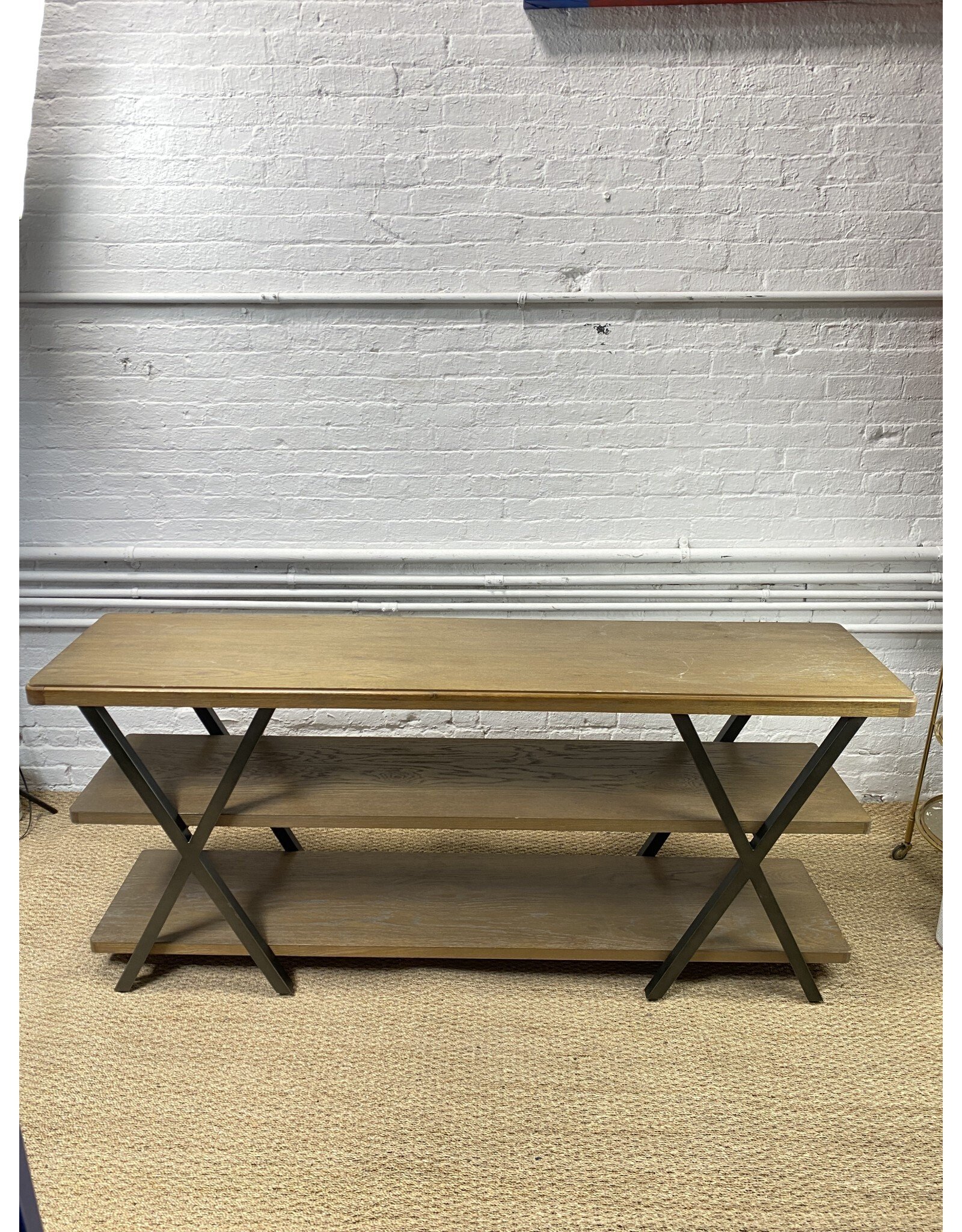 Industrial French Oak Wood & Metal Media Console