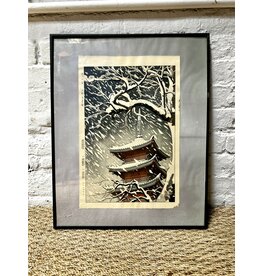 Snowy Day-Five Story Pagoda at Ueno, framed print by Okazaki Shintaro