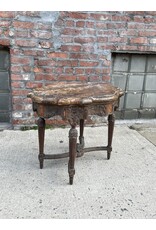 Antique French Marble Top with Carved Round End Table