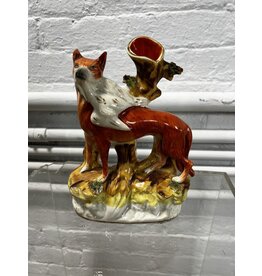 Antique 19th C. English Staffordshire Hunting Fox Vase
