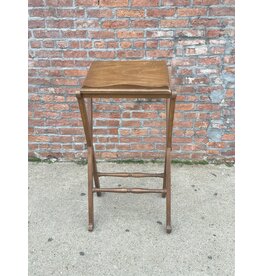 Drexel Mid Century Distressed Walnut French Lectern Podium X Side Book Stand