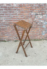 Drexel Mid Century Distressed Walnut French Lectern Podium X Side Book Stand