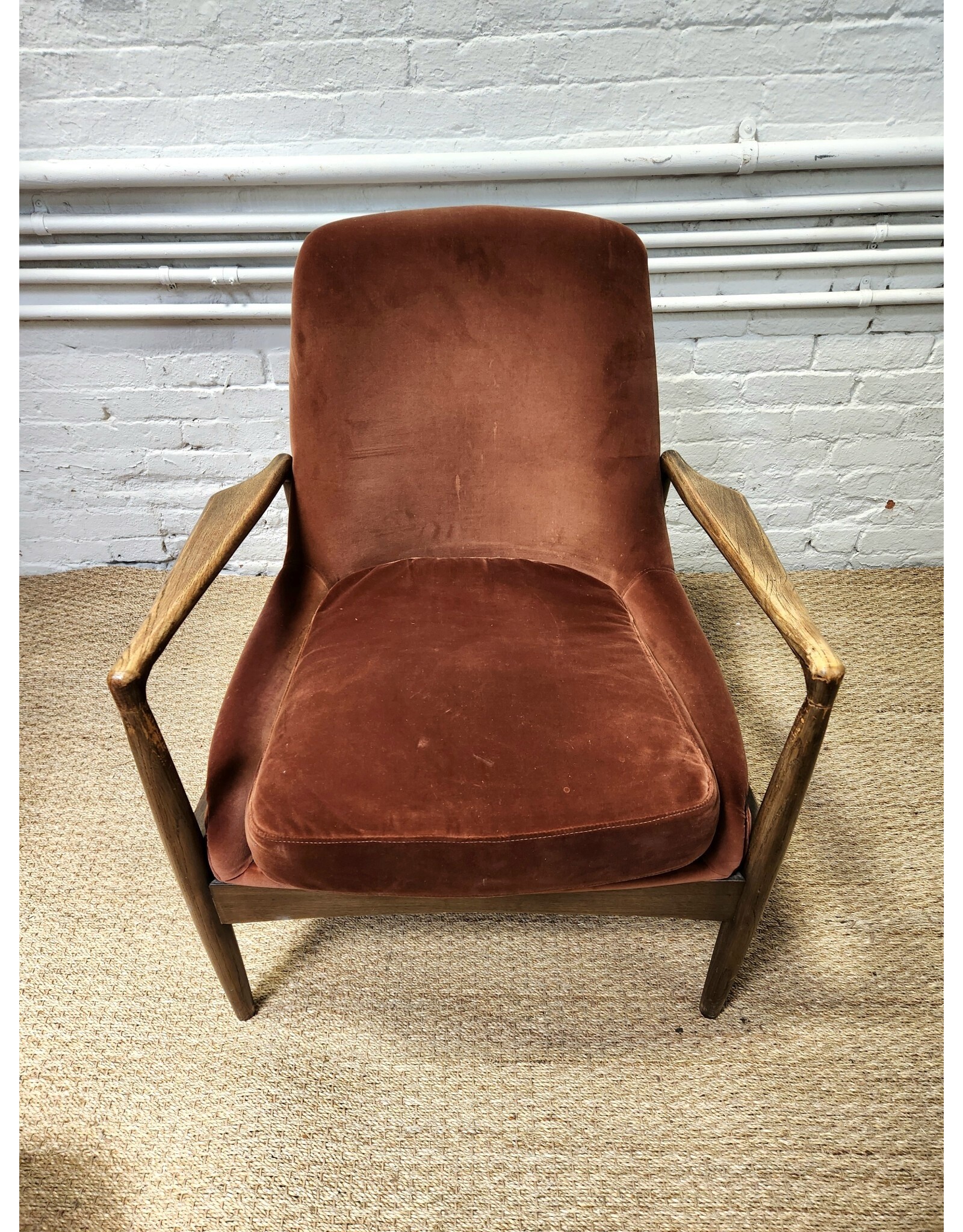 Four Hands Vintage Style Brown Velvet Lounge Chair