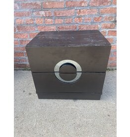 2-Drawer Brown Wooden Modern Nightstand