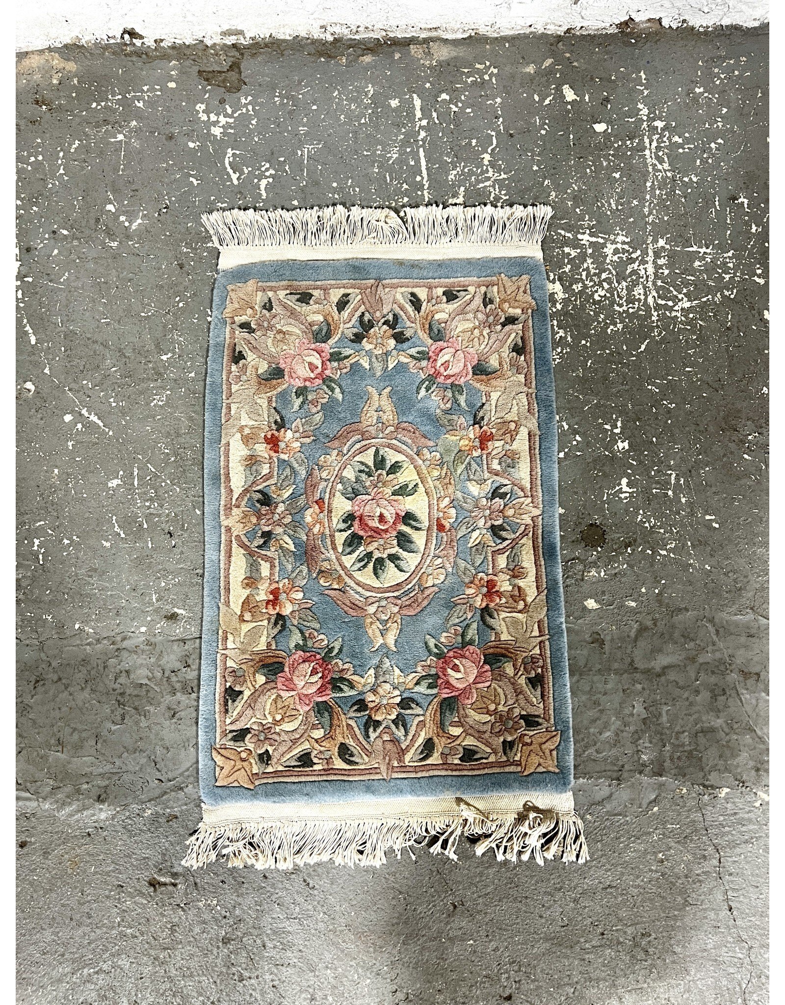 Vintage Chinese Aubusson Style Hand-Knotted Rug