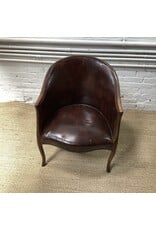 Brown Faux Leather Barrel Chair