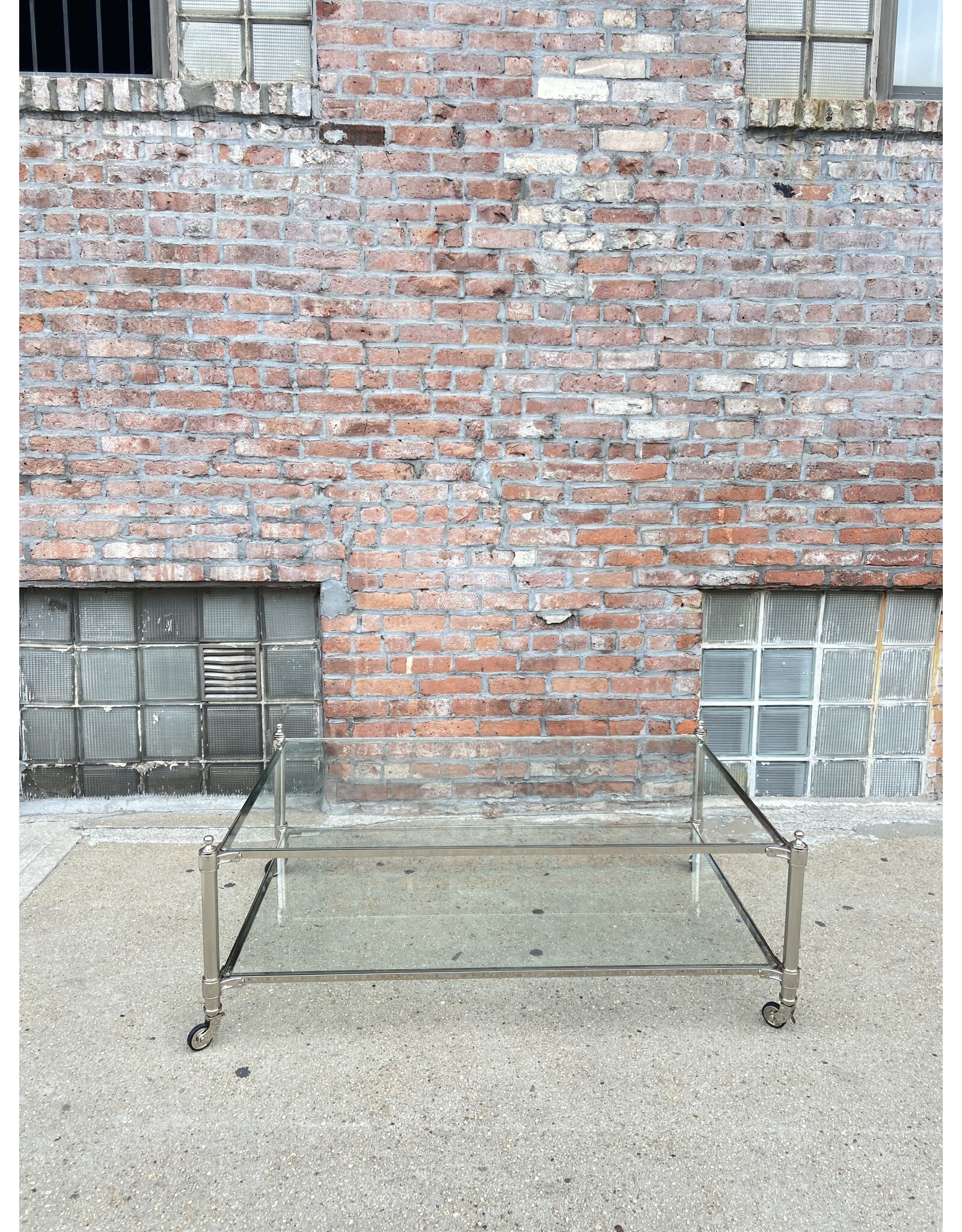 Chrome and Glass Coffee Table on Wheels