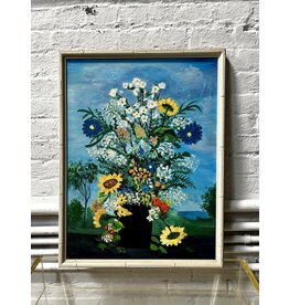 Blue Blooms, framed oil on canvas