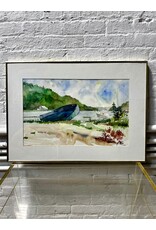 Summertime Coastline, framed watercolor painting