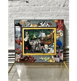 Family Tree, framed mixed media collage, sgnd Moreah
