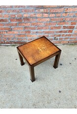 MCM Style Wooden Leather Top Side table