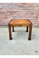 MCM Style Wooden Leather Top Side table