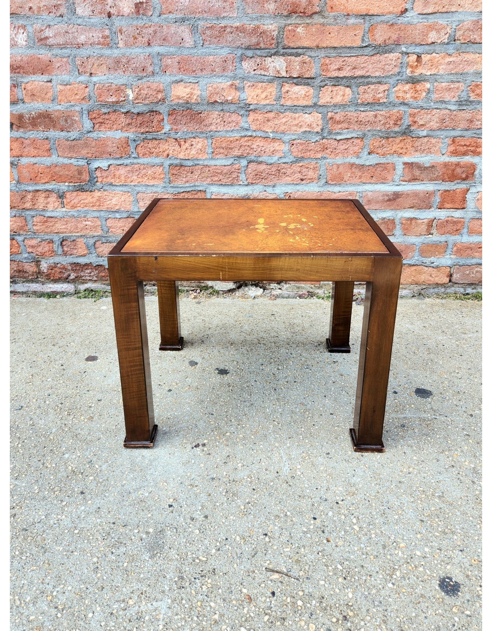 MCM Style Wooden Leather Top Side table