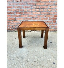 MCM Style Wooden Leather Top Side table