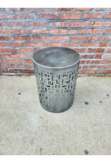 World Market Silver Drum Cut-out Design Side Table