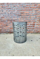 World Market Silver Drum Cut-out Design Side Table