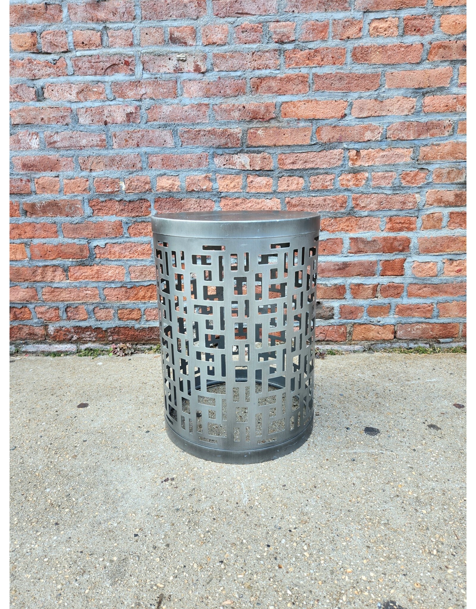 World Market Silver Drum Cut-out Design Side Table