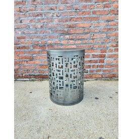 World Market Silver Drum Cut-out Design Side Table