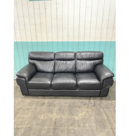 Lucas Black Italian Leather Sofa by Chateau D'Ax