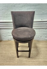 A. Rudin Custom Brown Microfiber Upholstered Swivel Counter Stool