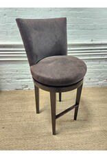 A. Rudin Custom Brown Microfiber Upholstered Swivel Counter Stool