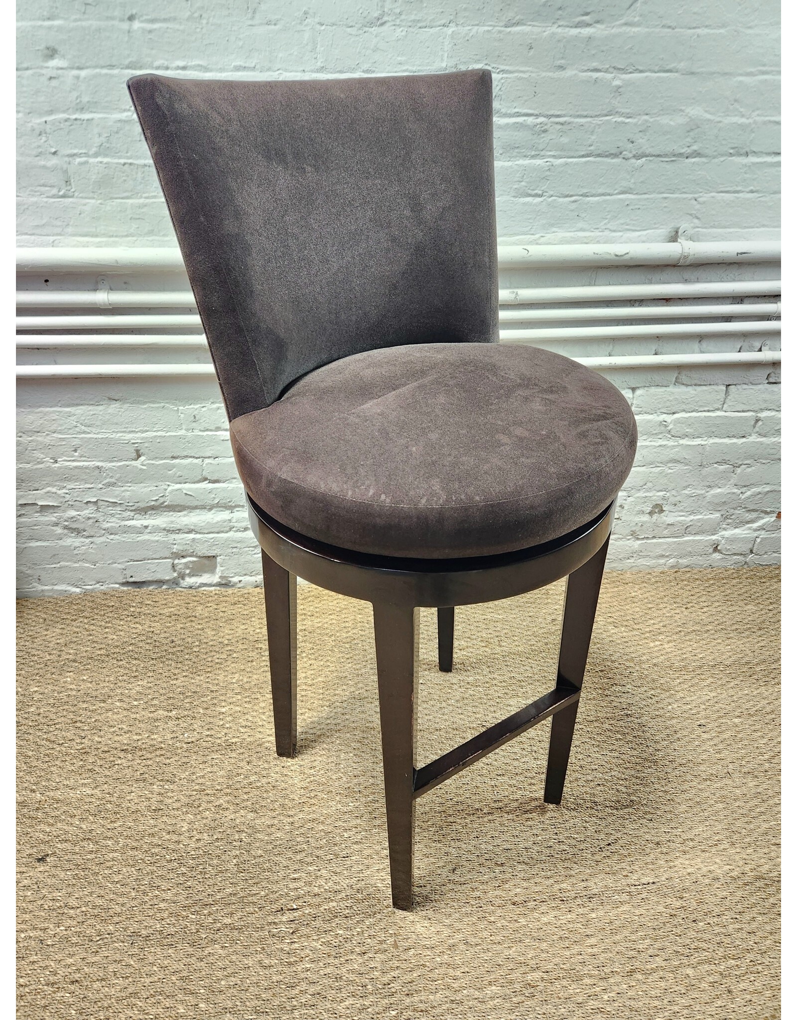 A. Rudin Custom Brown Microfiber Upholstered Swivel Counter Stool