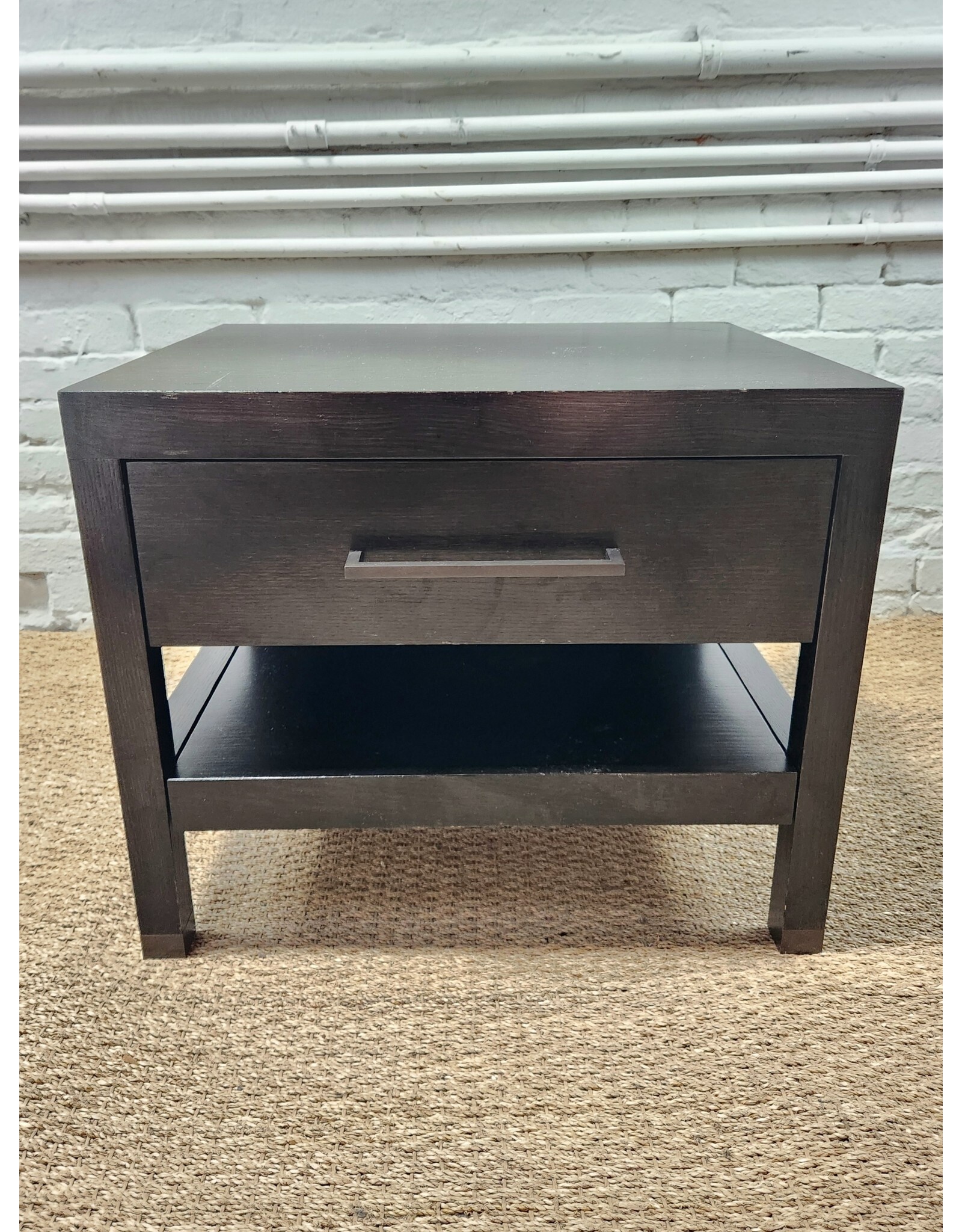 Wooden Single Drawer and Extending Lower Level Nightstand