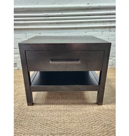 Wooden Single Drawer and Extending Lower Level Nightstand