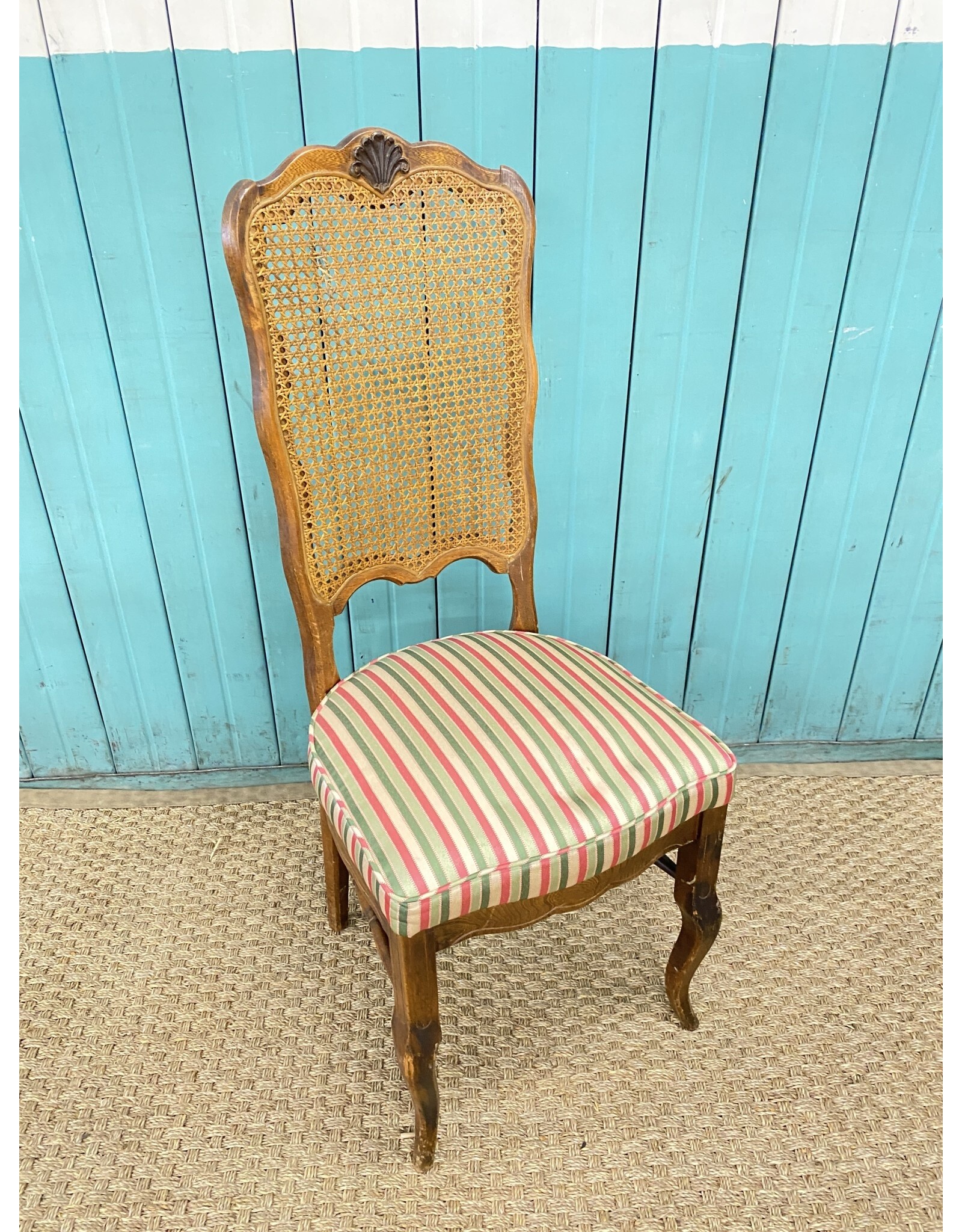 *Cane Back Dining Chair with Rainbow Cushion