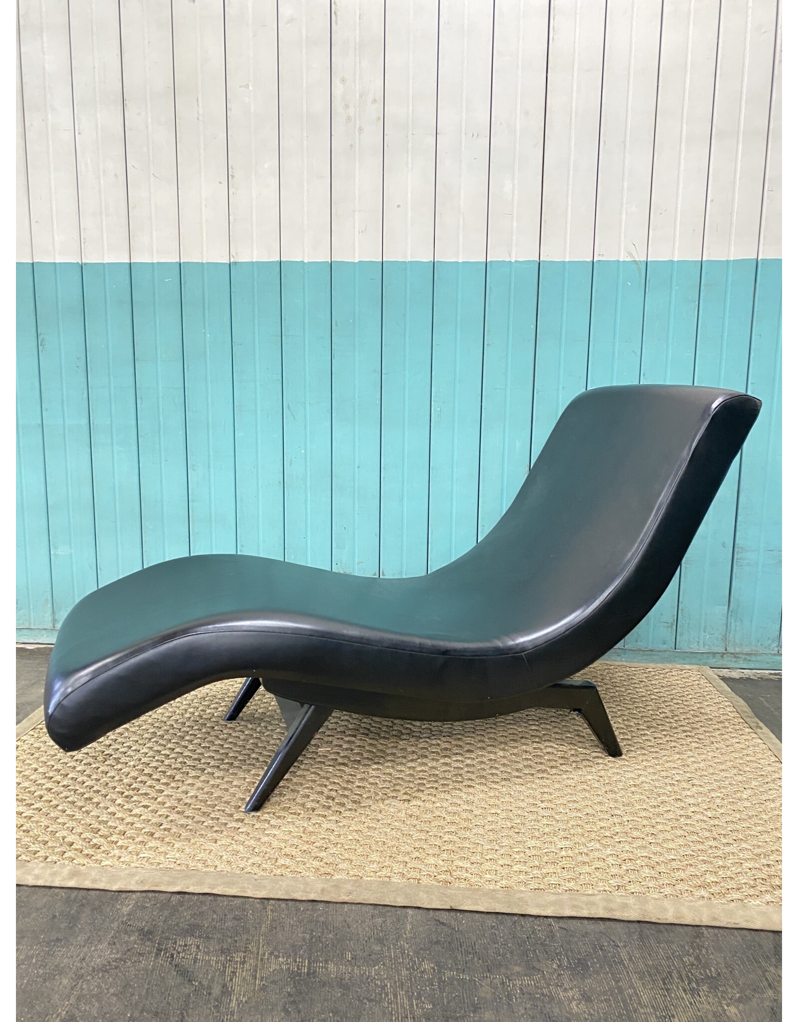 Black Leather What you Feeling Lounge Chaise