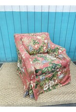 *Red Floral Upholstered Armchair