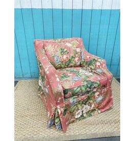 *Red Floral Upholstered Armchair