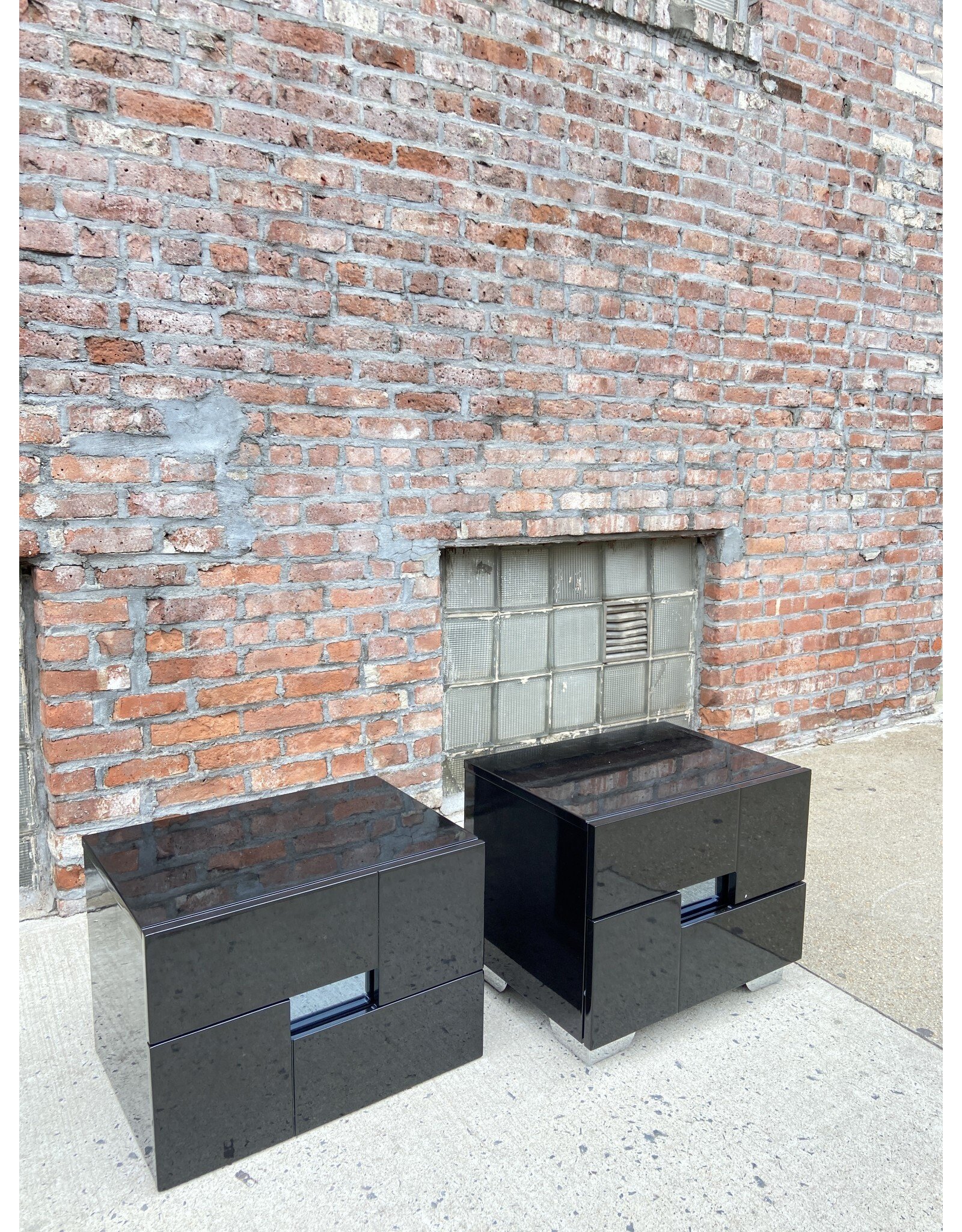 Metallic Black Night Stand