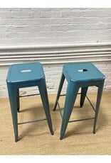 Hill Industrial Metal Bar Stool in Blue Teal