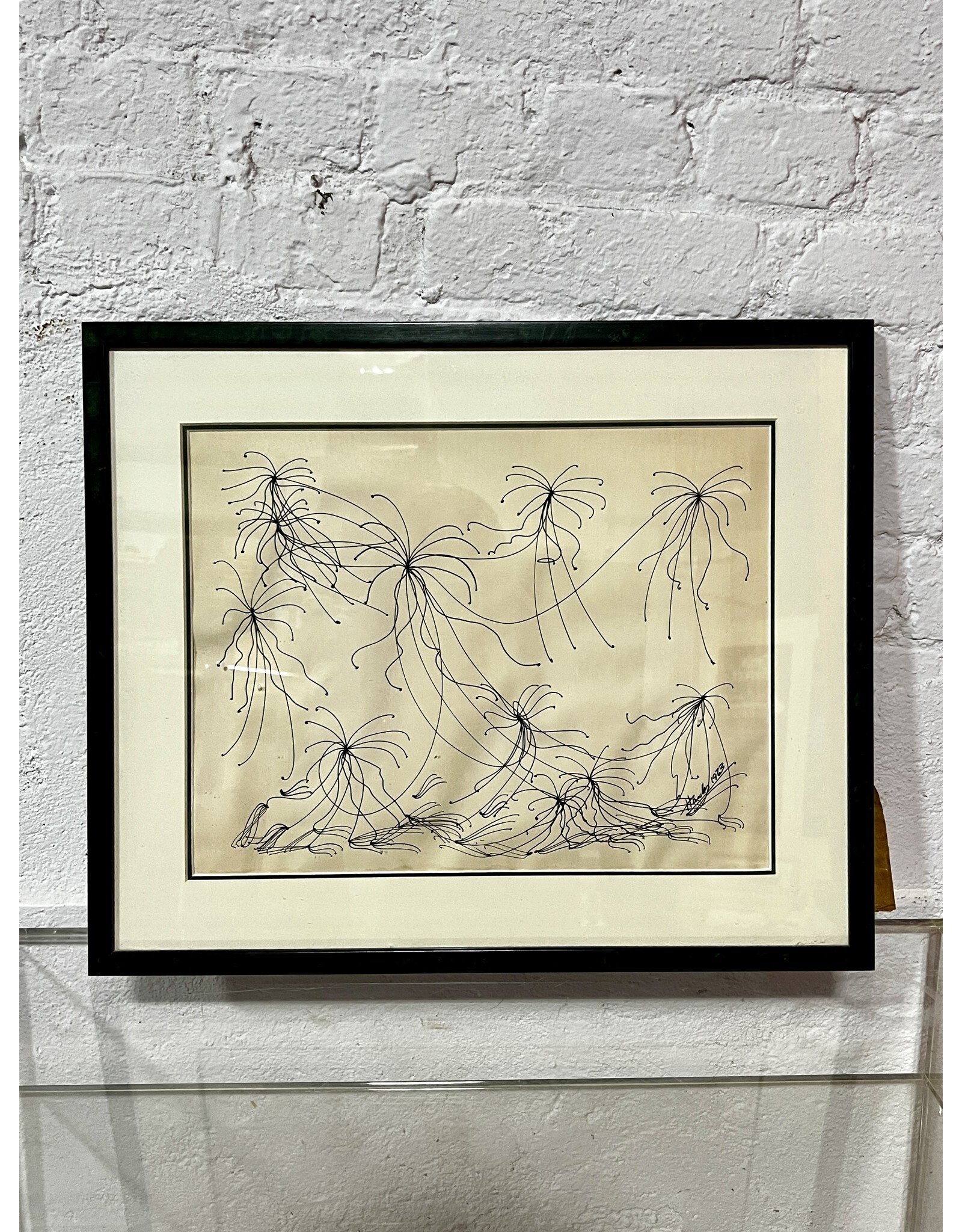 Spindle Bugs, framed ink drawing, sgnd l.r.