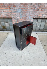 Black with Red Interior Two Drawer Storage Cabinet