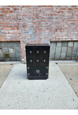 Black with Red Interior Two Drawer Storage Cabinet