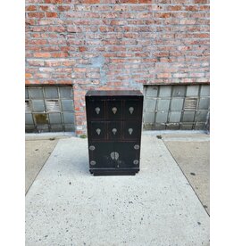 Black with Red Interior Two Drawer Storage Cabinet