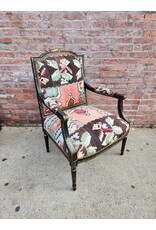 Vintage Louis XVI Handcarved Kilim Upholstered Armchair