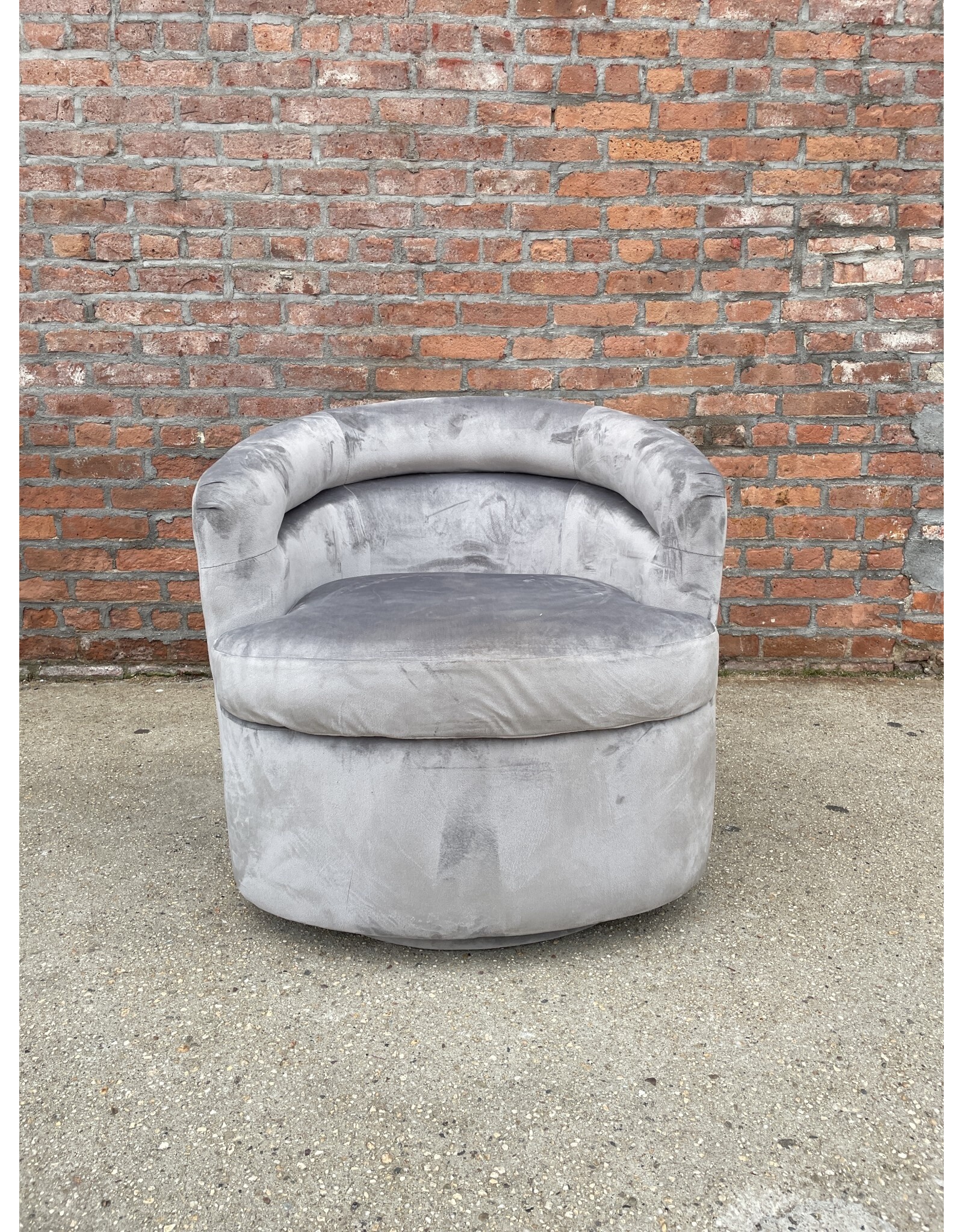 Grey Velvet Swivel Chair