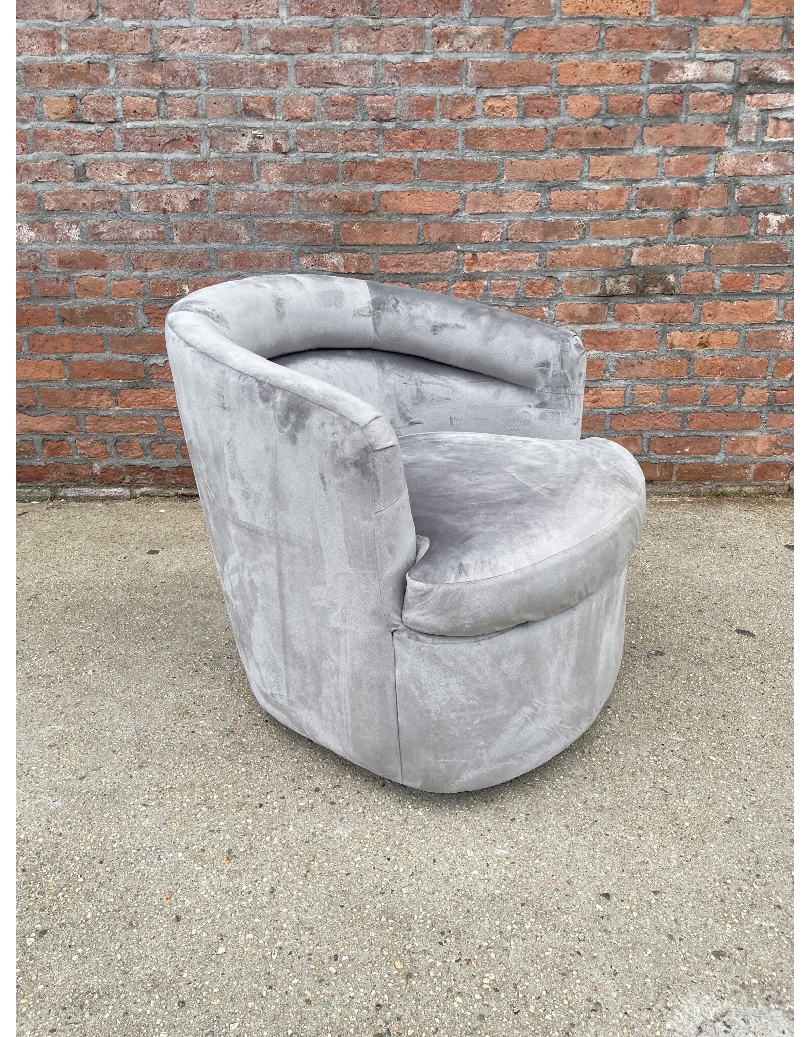 Grey Velvet Swivel Chair