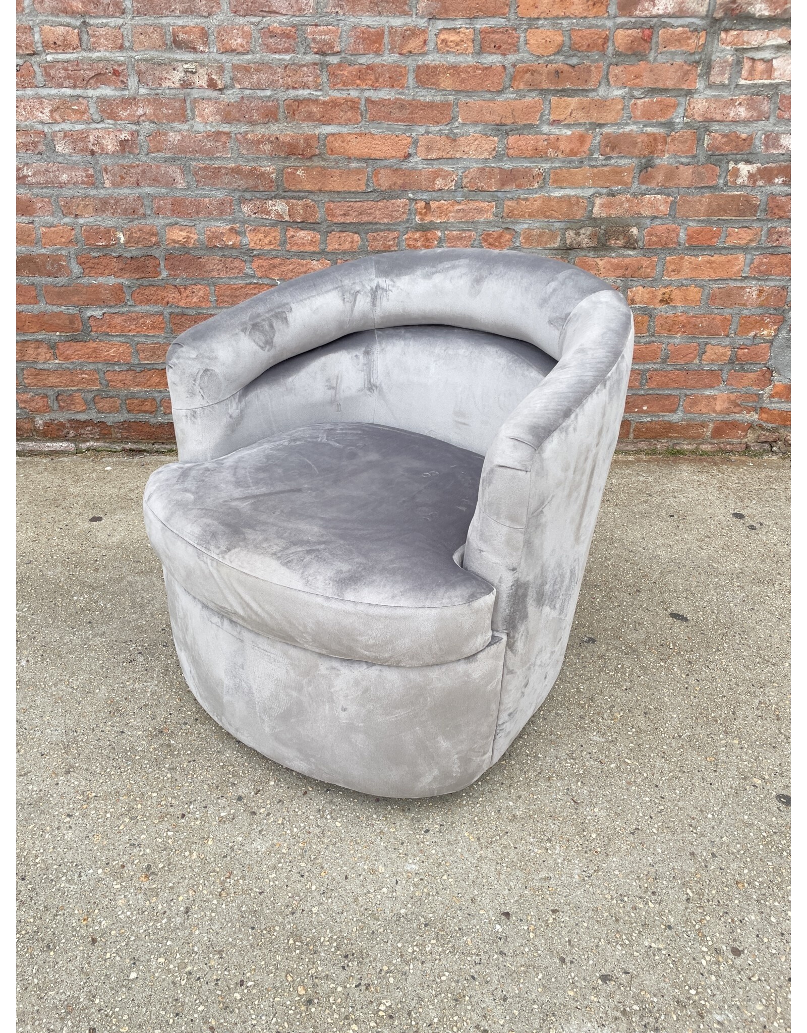 Grey Velvet Swivel Chair