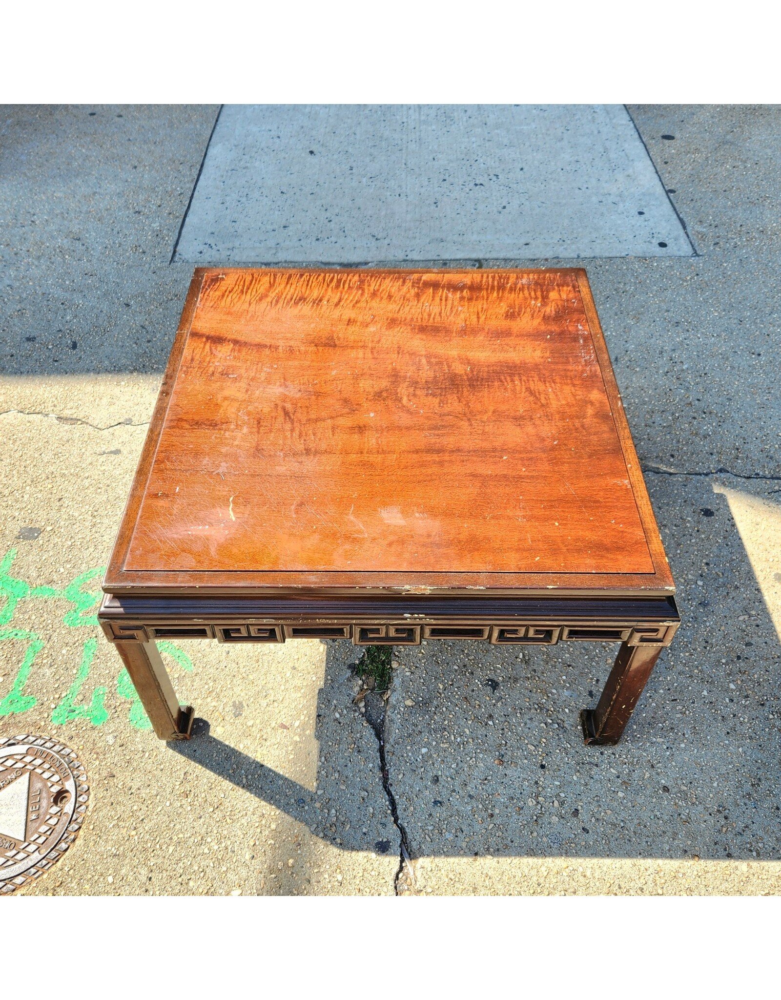 Schmieg and Kotzian Low Asian Motif Coffee Table with Side Leaves