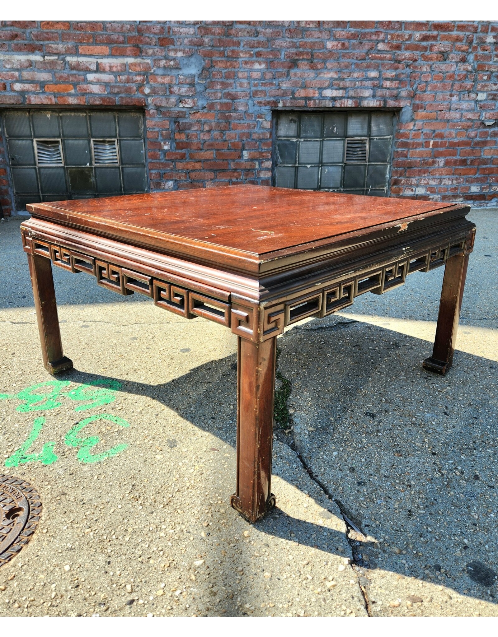 Schmieg and Kotzian Low Asian Motif Coffee Table with Side Leaves