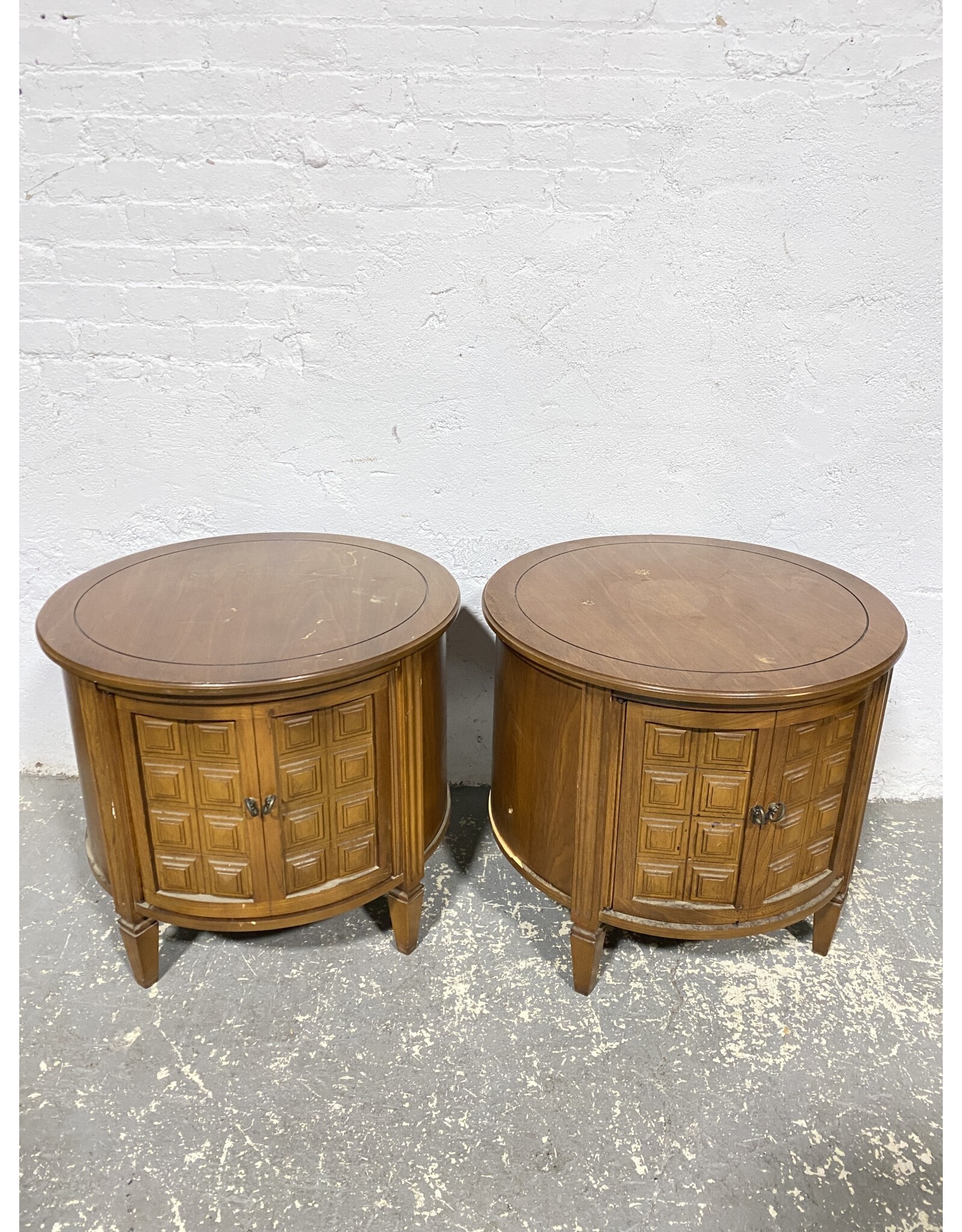 Mid-Century Wood Drum Table