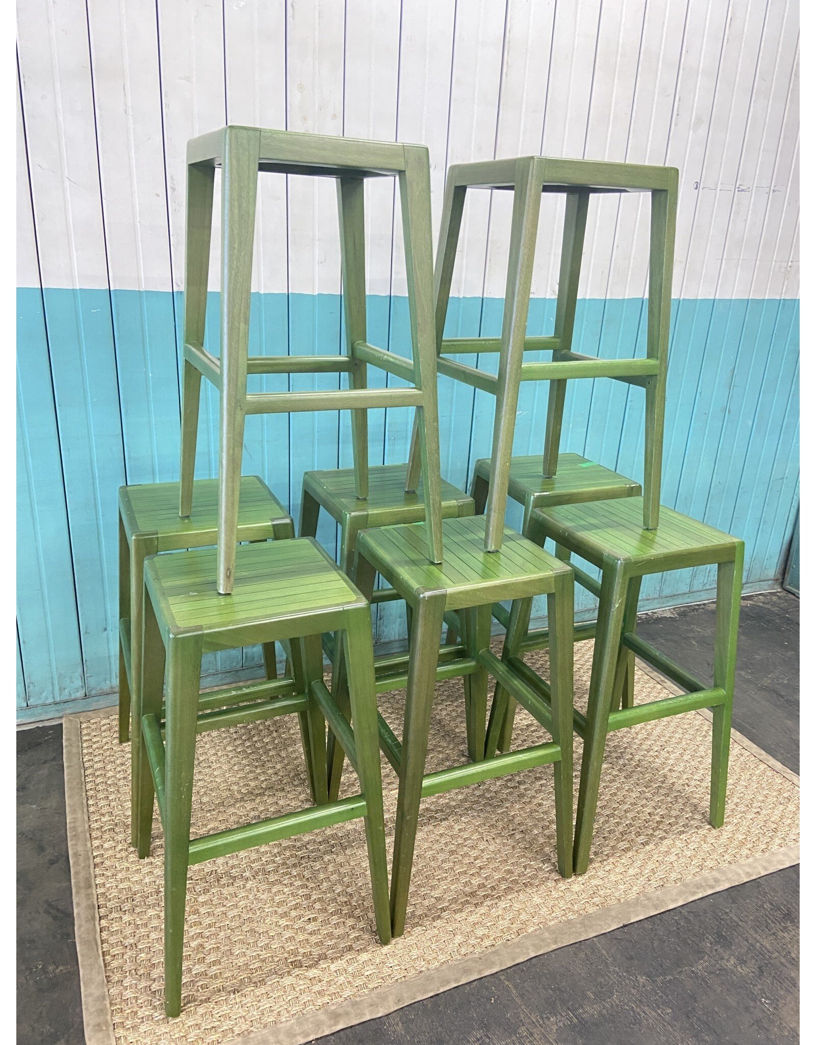 Green Wooden Kitchen Stool