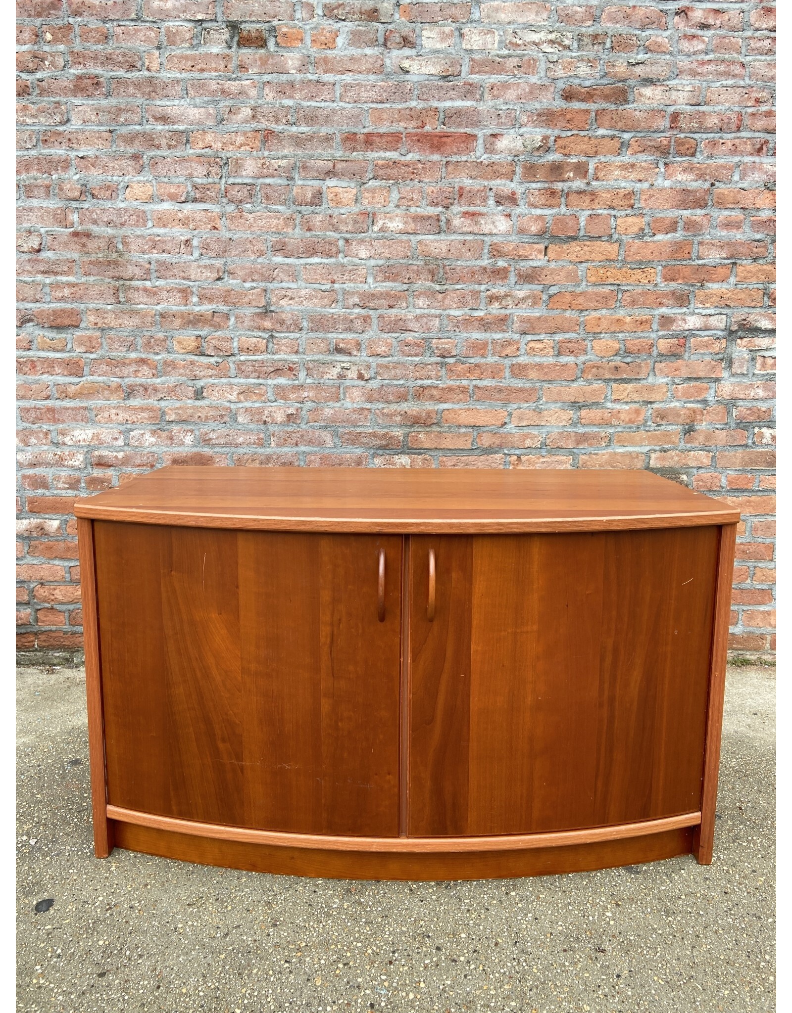 Teak Media Cabinet Rounded Front